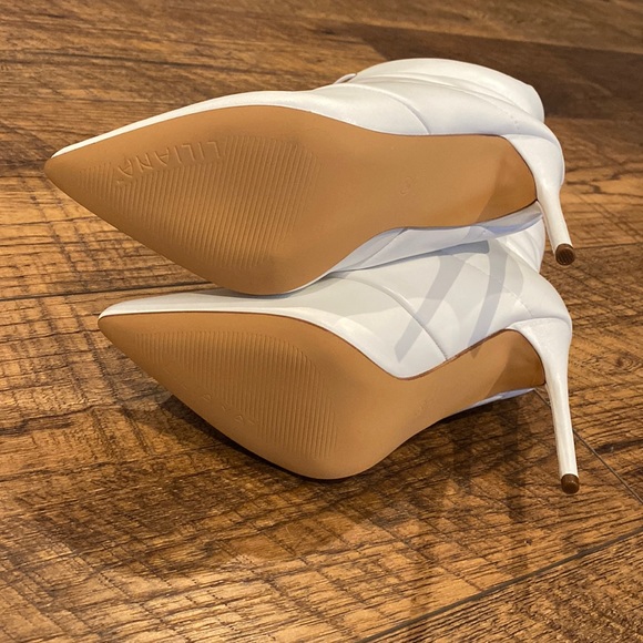 PUFFER HEELED BOOT Stiletto White Pointed Toe Bootie - Picture 7 of 11